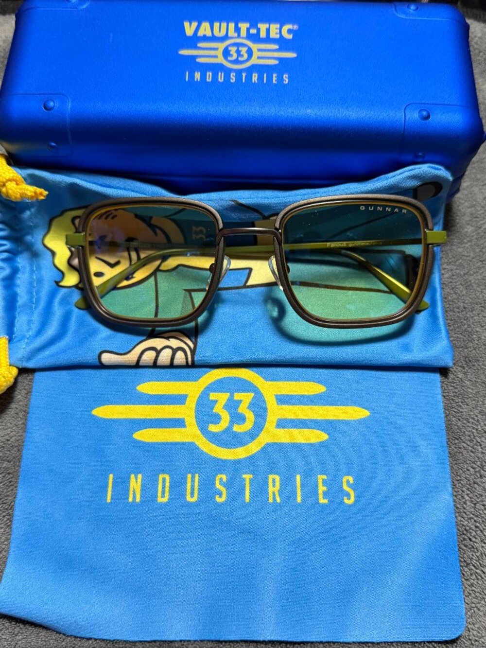 GUNNAR Fallout Limited Edition Gaming Glasses Gunmetal Olive Blue Light Blocker